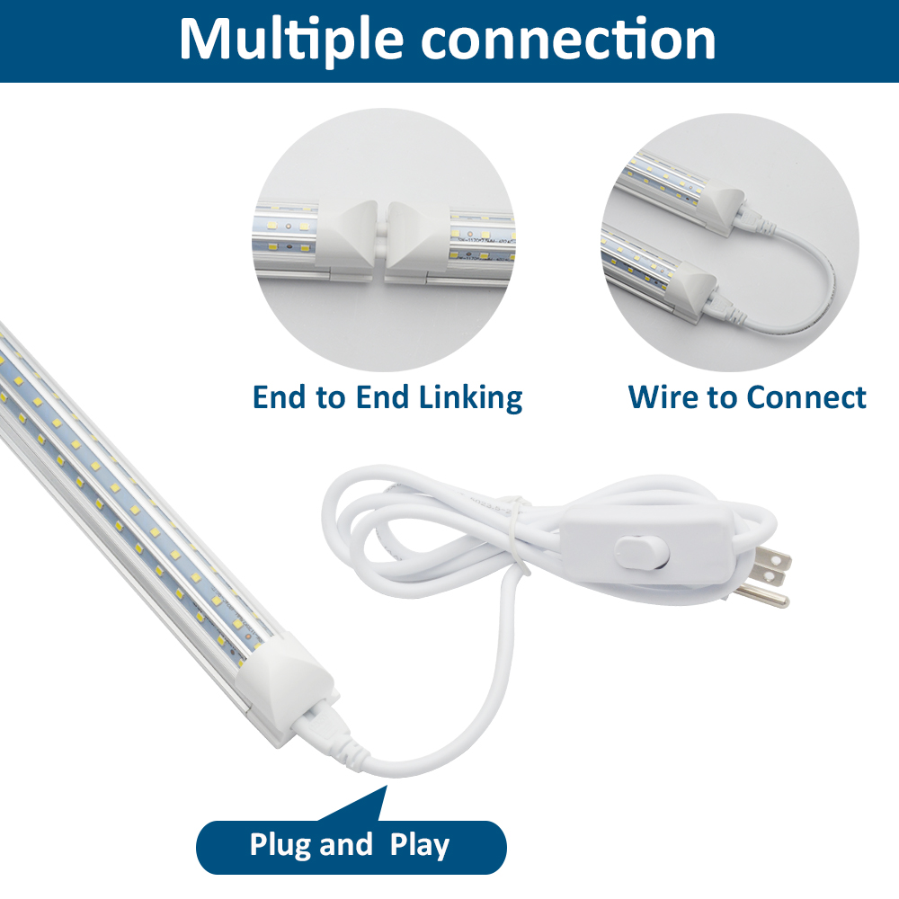 8' T8 FA8 LED Tubes D Shape 8ft Integrated LEDs Light 8 ft Work Lights 60W 120W 96'' Double Row Fluorescent Light Fixtures shop garage