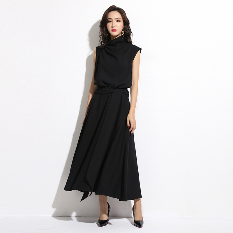 2019 Summer Korean-Style New Style Temperament Waist Sleeveless Dress Breathable Loose Bandage Cloth Solid Color, Black
2019 Summer Korean-Style New Style Temperament Waist Sleeveless Dress Breathable Loose Bandage Cloth Solid Color, Black
