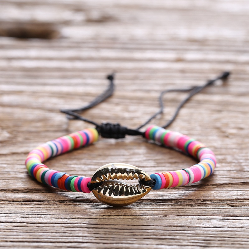 Hand wrapped shell woven resin friendship bracelet female girl wrist rope adjustable birthday gift