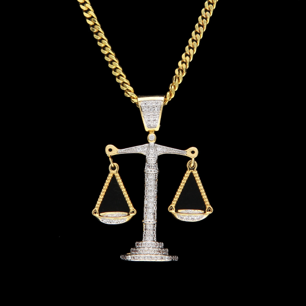 Iced Out Zircon Balance Libra Scale Pendant Silver Gold Copper Material Mens Hip hop Pendant With Cuban Link Chain Necklaces
Iced Out Zircon Balance Libra Scale Pendant Silver Gold Copper Material Mens Hip hop Pendant With Cuban Link Chain Necklaces