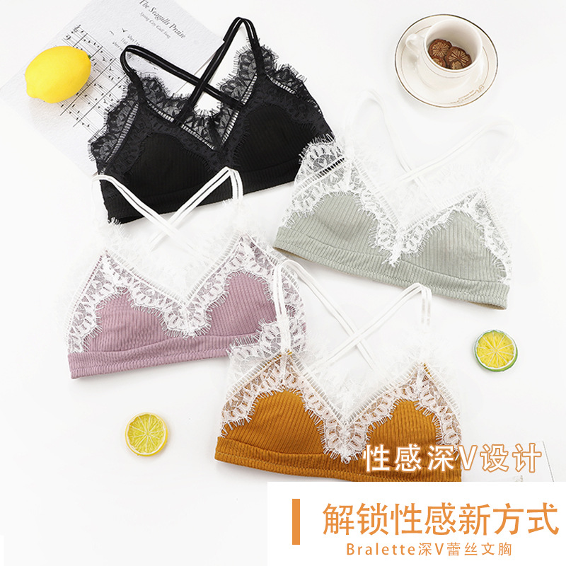 Non-Steel Ring Underwear Women's Thin Cross-back Small Bust Comfortable Sexy Lace Triangle Cup Bra, Yellow
Non-Steel Ring Underwear Women's Thin Cross-back Small Bust Comfortable Sexy Lace Triangle Cup Bra, Yellow