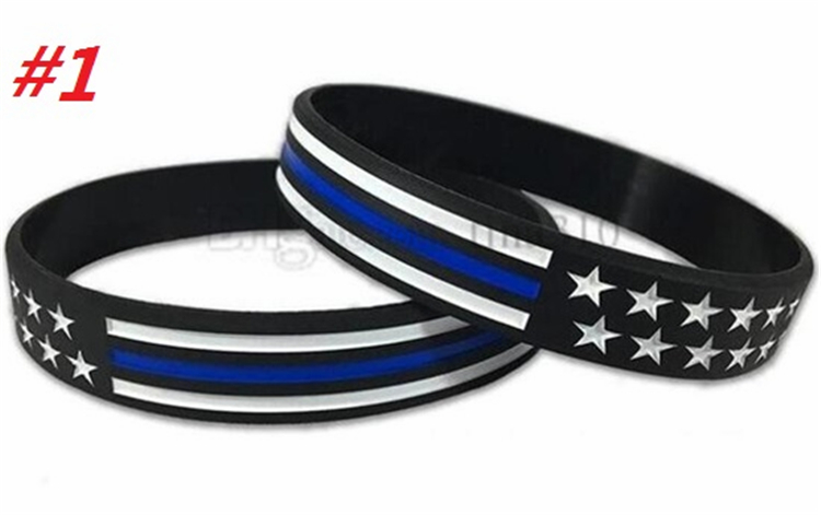 Party Favor 13 styles 500pc/Lot Thin Blue Line American Flag Bracelets Silicone Wristband Soft And Flexible Great For Normal Day Party gifts C0162