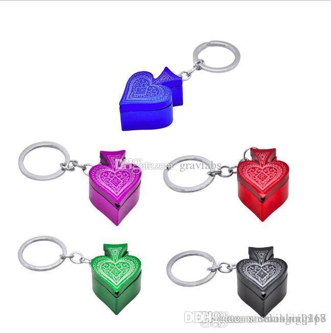 Newest aluminum alloy metal Poker Peach heart Smoking pipe key chain portable Dry Herb Secret Hand Tobacco pipes Tools 4 color
Newest aluminum alloy metal Poker Peach heart Smoking pipe key chain portable Dry Herb Secret Hand Tobacco pipes Tools 4 color