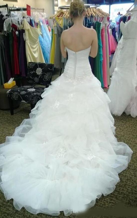 Alluring Ruffle Mermaid Wedding Dresses Plus Size Pleated Applique Beaded Open Back Trumpet Wedding Gowns Bridal Dress Vestidos De Novia