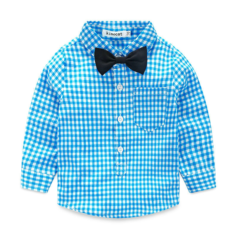 Baby Gentleman Clothing Sets Spring Autumn Infant Boys Plaid Shirt+Denim Suspender Pants 2pcs Set Kids Outfits