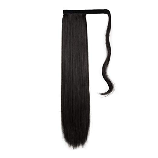 140g Straight Ponytail Drawstring Extensions Hair Pieces SILKY Straight Long Black Ponytail for girls Clip in on Ponytail Hair Extensions