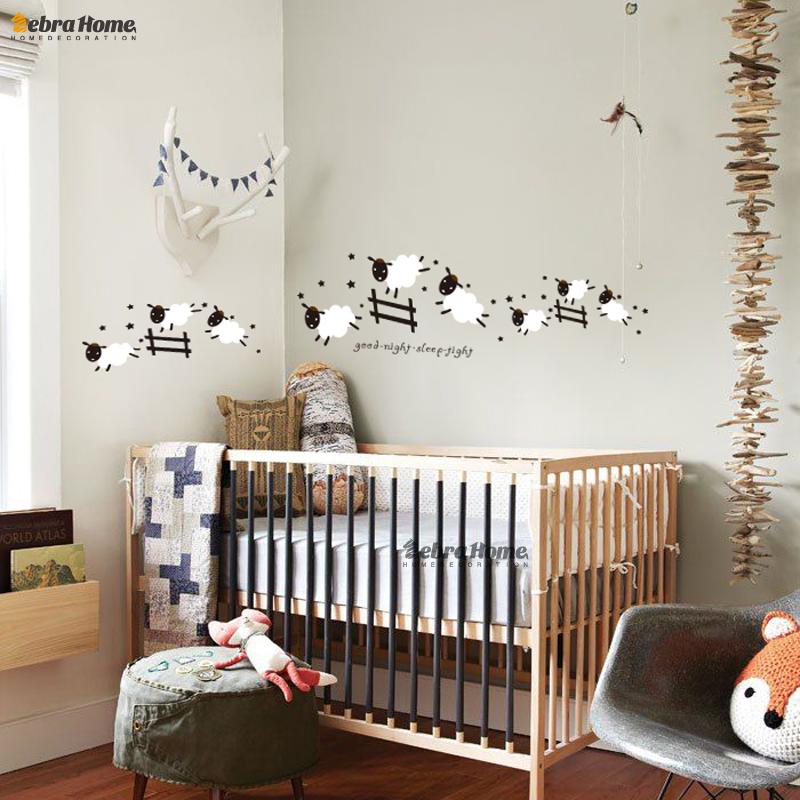 Jumping Sheep Wall Sticker Good Night Sleep Tight Decal Counting Sheep Kids Baby Room Bedroom Nursery 40x120cm Home Decoration