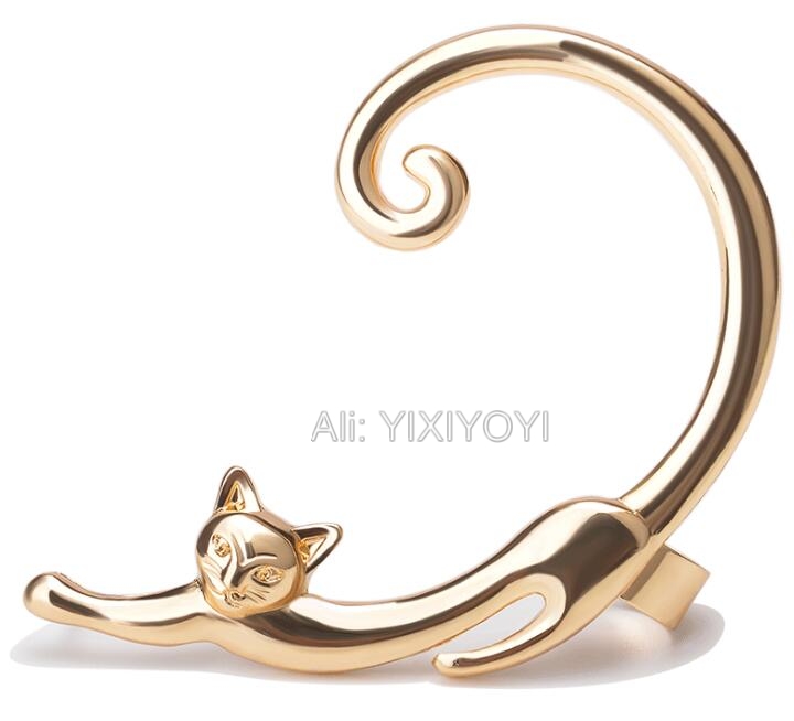 Beautiful Amazing Gold Silver Black Cute Cat Style Circle Ear Stud Earrings Fashion Women's Earring Jewelry Girl's Gift