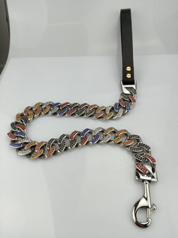 Dog Collar Leash Quality Stainless Steel Crystal Strong Dog Pet Collar Leash 11 Sizes Small Big Lead