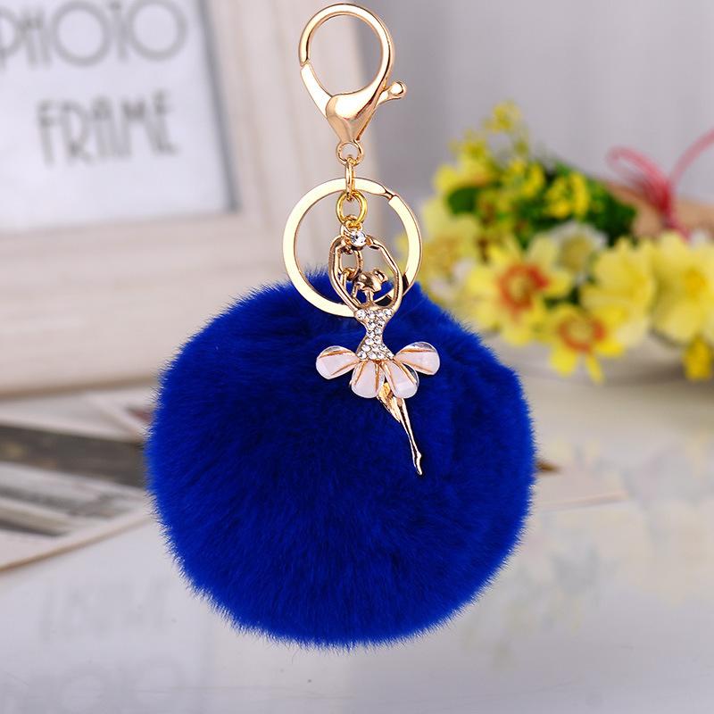 New Cute Ballerina Keychains with Rhinestone Ballet Plush Ball Keyrings for Gifts Charm Key Chain Ring Jewelry 6pcs/Lot