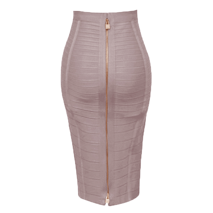 12 Colors Sexy Solid Zipper Orange Blue Black Bandage Skirt Women Elastic Bodycon Summer Pencil Skirt 55cm