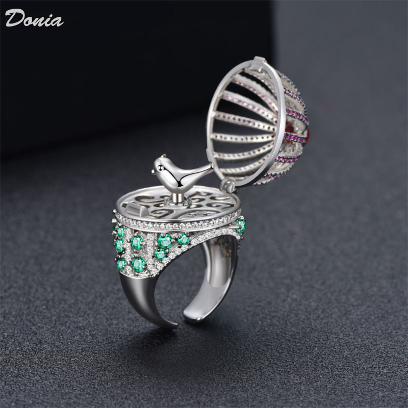 Donia jewelry luxury ring fashion bird cage copper micro-inlaid zircon European and American creative designer hand gift, Silver
Donia jewelry luxury ring fashion bird cage copper micro-inlaid zircon European and American creative designer hand gift, Silver