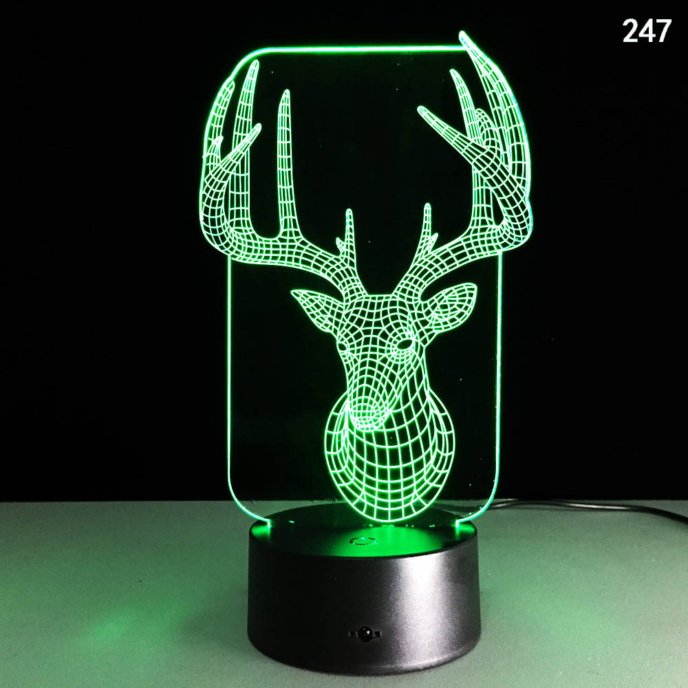 Bed Christmas Tree Snowmen Animal Cartoon Insect Music Character 3D Illusion LED Lamp Night Light Colorful USB Powered Mini Night Lights