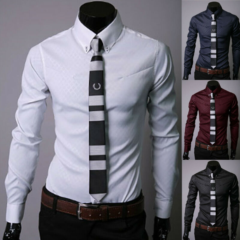 Januarysnow Men's Luxury Casual Formal Shirt Long Sleeve Slim Fit Business Dress Shirts Men's Tops