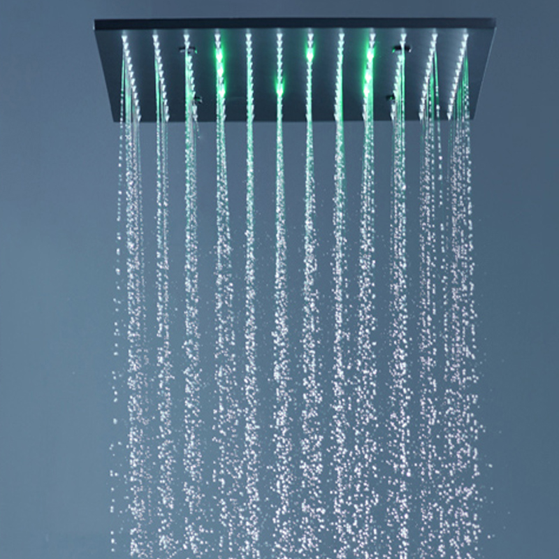 Bathroom Black Rainfall ShowerHead 304 stainless steel 16"/20" LED Light Color Changing Overhead Faucets SPA Mist Rain Bath System Panel