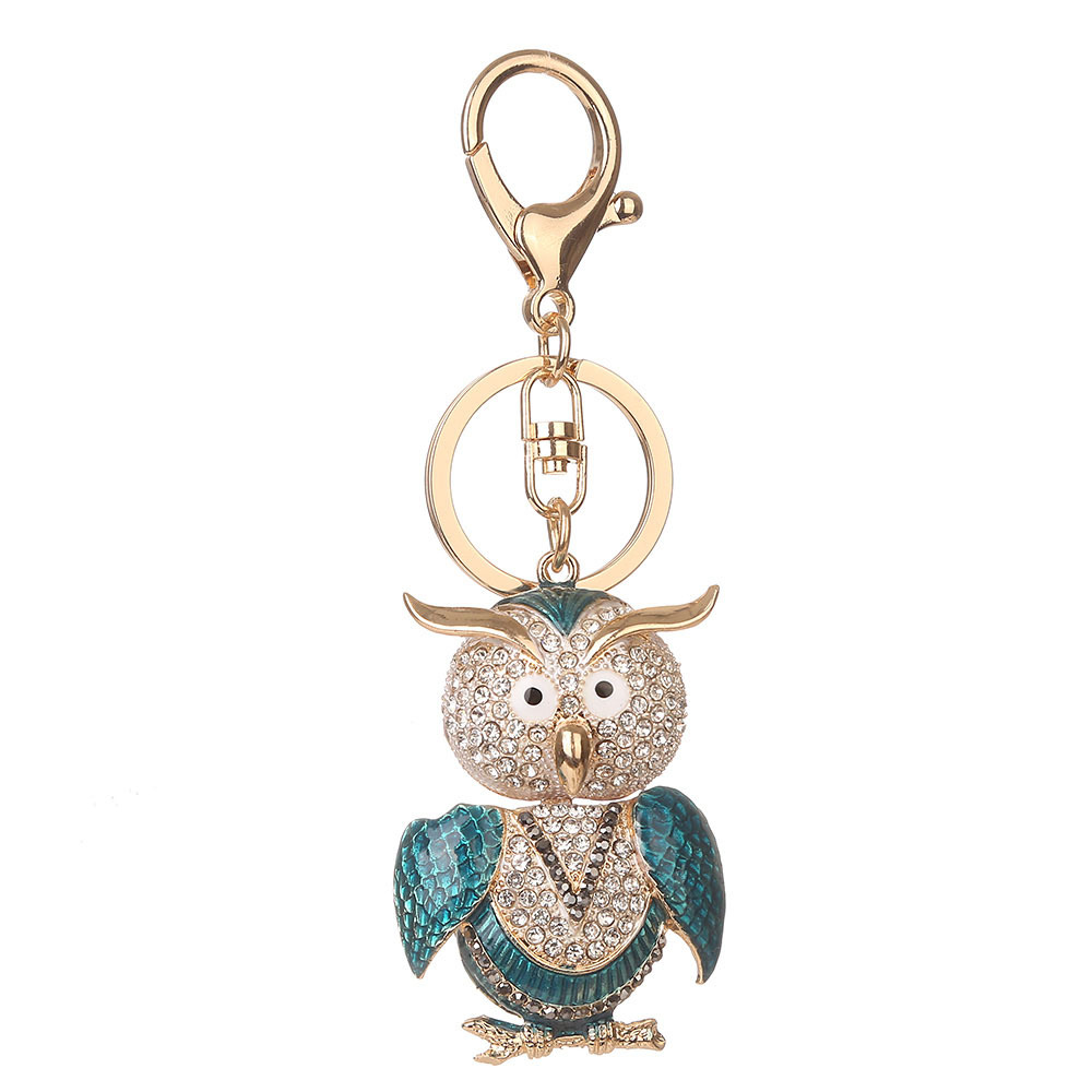 wholesale ute Owl Sparkling Charm Blingbling Keychain Crystal Rhinestone Pendant/Owl Shiny Rhinestone Keychain Key Ring Wallet Handbag