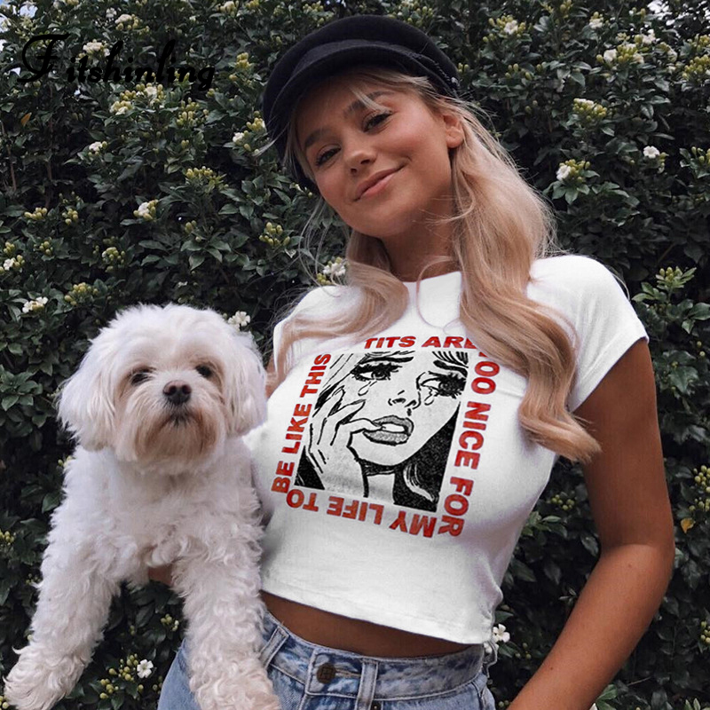 Fitshinling Harajuku funny t shirt women streetwear cotton high quality white female t-shirt 2020 sexy slim tee shirt femme sale
Fitshinling Harajuku funny t shirt women streetwear cotton high quality white female t-shirt 2020 sexy slim tee shirt femme sale