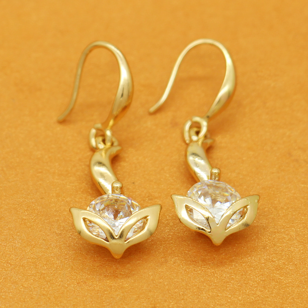 Exaggerated Fashion Fox Stud Earrings Temperament Simple Sweet Temperament Crystal Earrings Ear Jewelry Jewelry