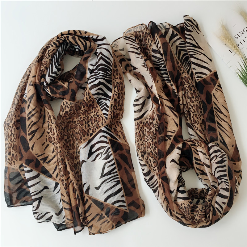 New Design leopard Long scarf women scarves voile animals print Cotton loop Scarf ring woman Shawls