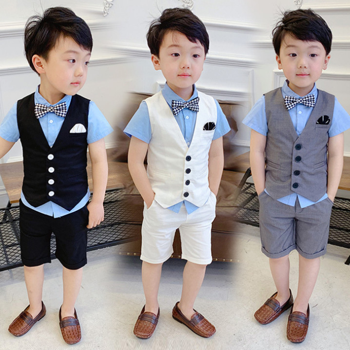 Kids summer sets boys V-neck single breasted waistcoat outwear+double pocket half shorts 2pcs children performance outfits F6614, Gray
Kids summer sets boys V-neck single breasted waistcoat outwear+double pocket half shorts 2pcs children performance outfits F6614, Gray