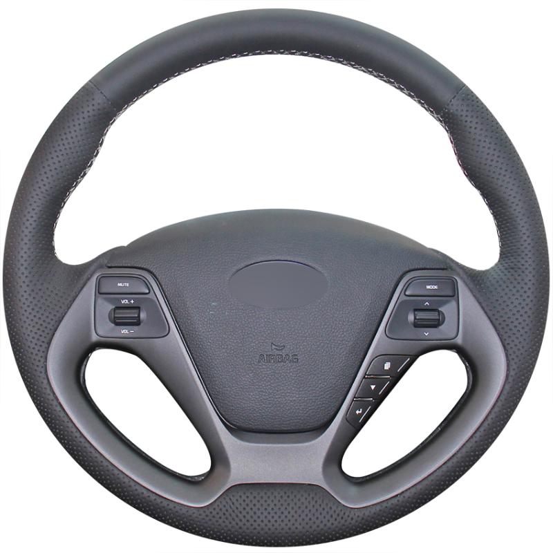 Hand Sew Black Genuine Leather Car Steering Wheel Cover for Kia 2013-2018 Ceed Cee'd Cerato 2013-2018 Forte Koup Forte5
Hand Sew Black Genuine Leather Car Steering Wheel Cover for Kia 2013-2018 Ceed Cee'd Cerato 2013-2018 Forte Koup Forte5