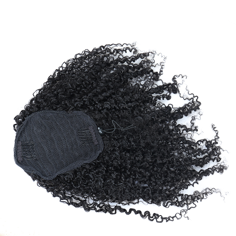 Loose Curly Human Ponytail Clip IN Brown Hair Malaysian Virgin Hair Wrap Around Pony tail Hair Extensions For Fashion Women wang