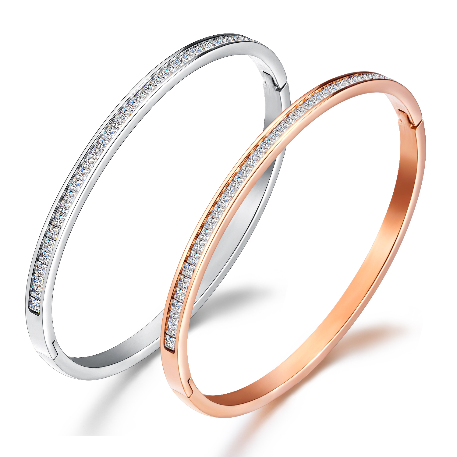 Simple Classic Rose Gold Crystal Inlay Bangles in Stainless Steel Classy Bangle Everyday Bangle Minimal Jewelry, Black
Simple Classic Rose Gold Crystal Inlay Bangles in Stainless Steel Classy Bangle Everyday Bangle Minimal Jewelry, Black