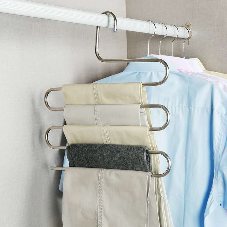 Multi-functional S-type trouser rack stainless steel multi-layer trouser rack traceless adult hanger Hook