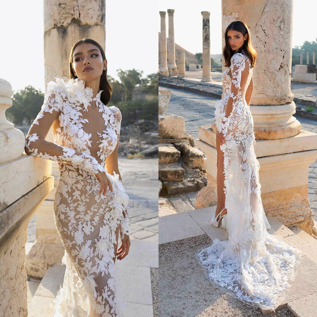 Saudi Arabia Mermaid Wedding Dresses 2020 Sheer Long Sleeves High Collar Illusion Lace Applique Side Slit Boho Wedding Dress WD028, Red
Saudi Arabia Mermaid Wedding Dresses 2020 Sheer Long Sleeves High Collar Illusion Lace Applique Side Slit Boho Wedding Dress WD028, Red