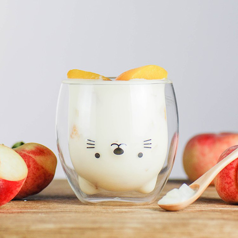 Double Layer Coffee Mugs Lovely Cartoon Cat Mugs Drinking Insulation Double Wall Glass Cup Creative Gift Drinkware Milk