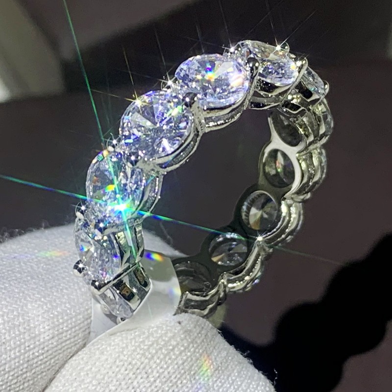 sparkling jewelry sterling sier white topaz cz dia gemstones promise women wedding engagement band ring for lover gift