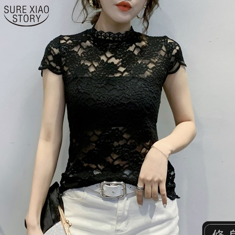 Hollow Lace Blouse Bottoming Shirts Turtleneck Sexy Short Sleeve Crochet Flower Hollow Out Blusas Women Tops and Blouses10264, Black
Hollow Lace Blouse Bottoming Shirts Turtleneck Sexy Short Sleeve Crochet Flower Hollow Out Blusas Women Tops and Blouses10264, Black