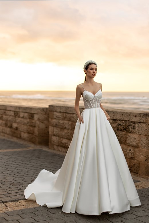 cheap aline wedding dresses custom made spaghetti strap sequins lace sweep train wedding gown satin backless ruffle beach bridal gown