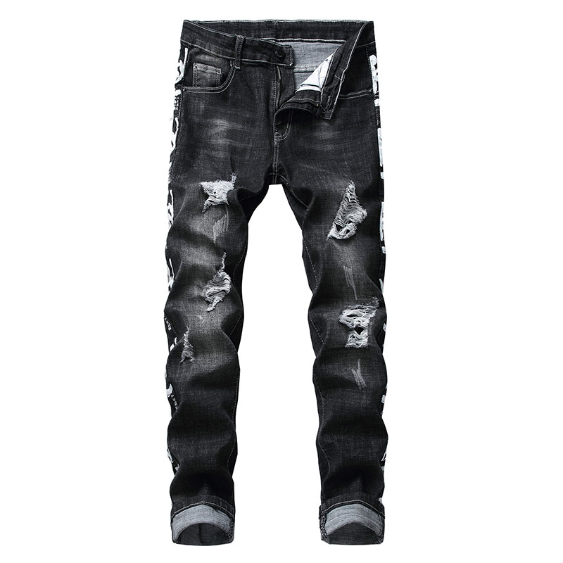 Men Casual jeans denim Printings Scratched Knee Holes Ripped jeans Pencil pants Elastic Mid Waist high quality, T-333 blue
Men Casual jeans denim Printings Scratched Knee Holes Ripped jeans Pencil pants Elastic Mid Waist high quality, T-333 blue