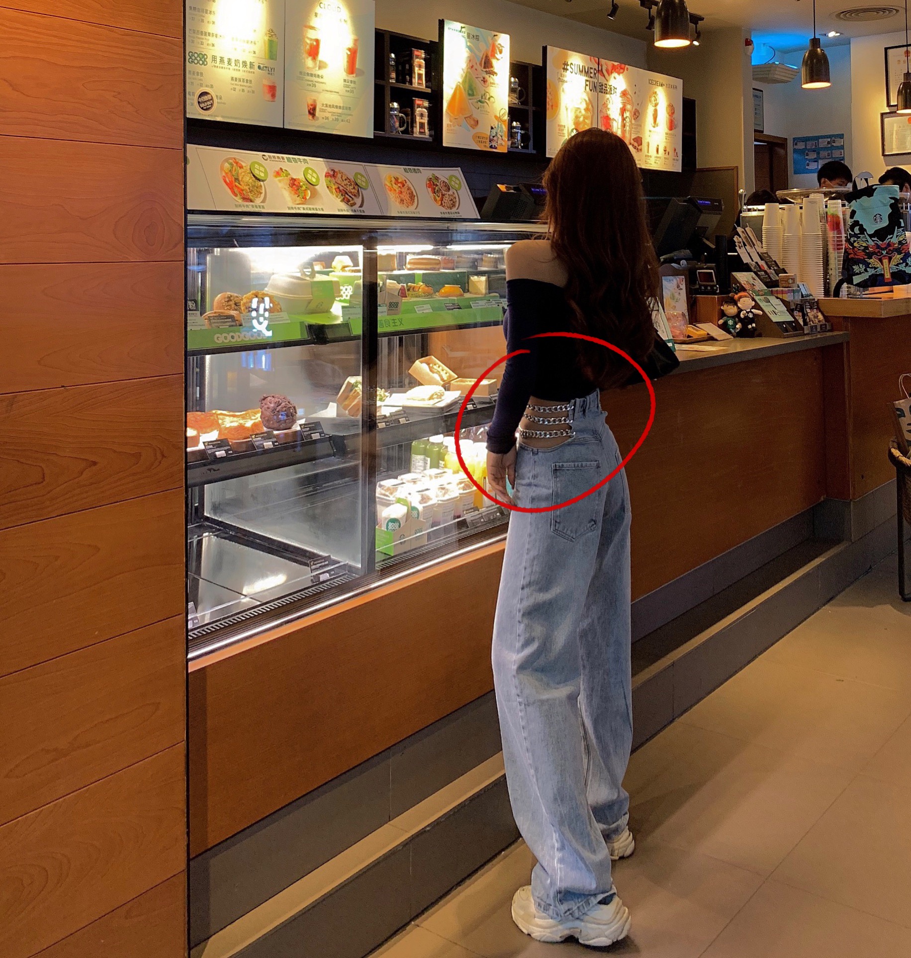 New fashion womens sexy high waist chains patchwork denim jeans hollow out wide leg loose long pants trousers S M L