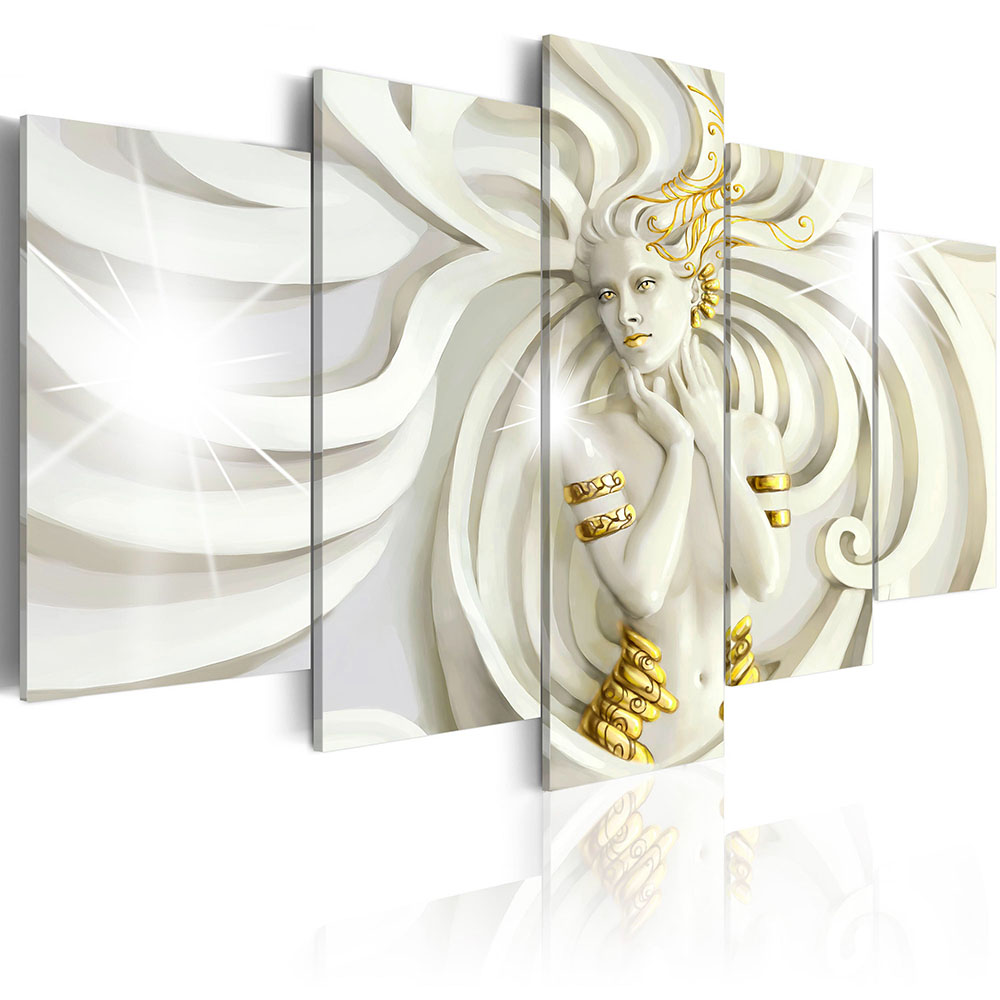 Fashion Gold Goddess of the sun Abstract Art on Canvas Painting Wall Art Picture Print Home Decor Gifts(No Frame)