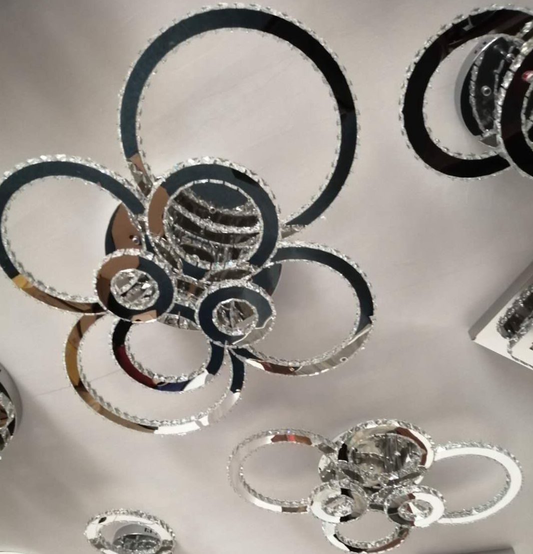 Modern K9 Chandeliers Light Crystals Ceiling Lamp Fixture Silver Stainless steel Home Lighting for stairs Dimmable with Remote Control