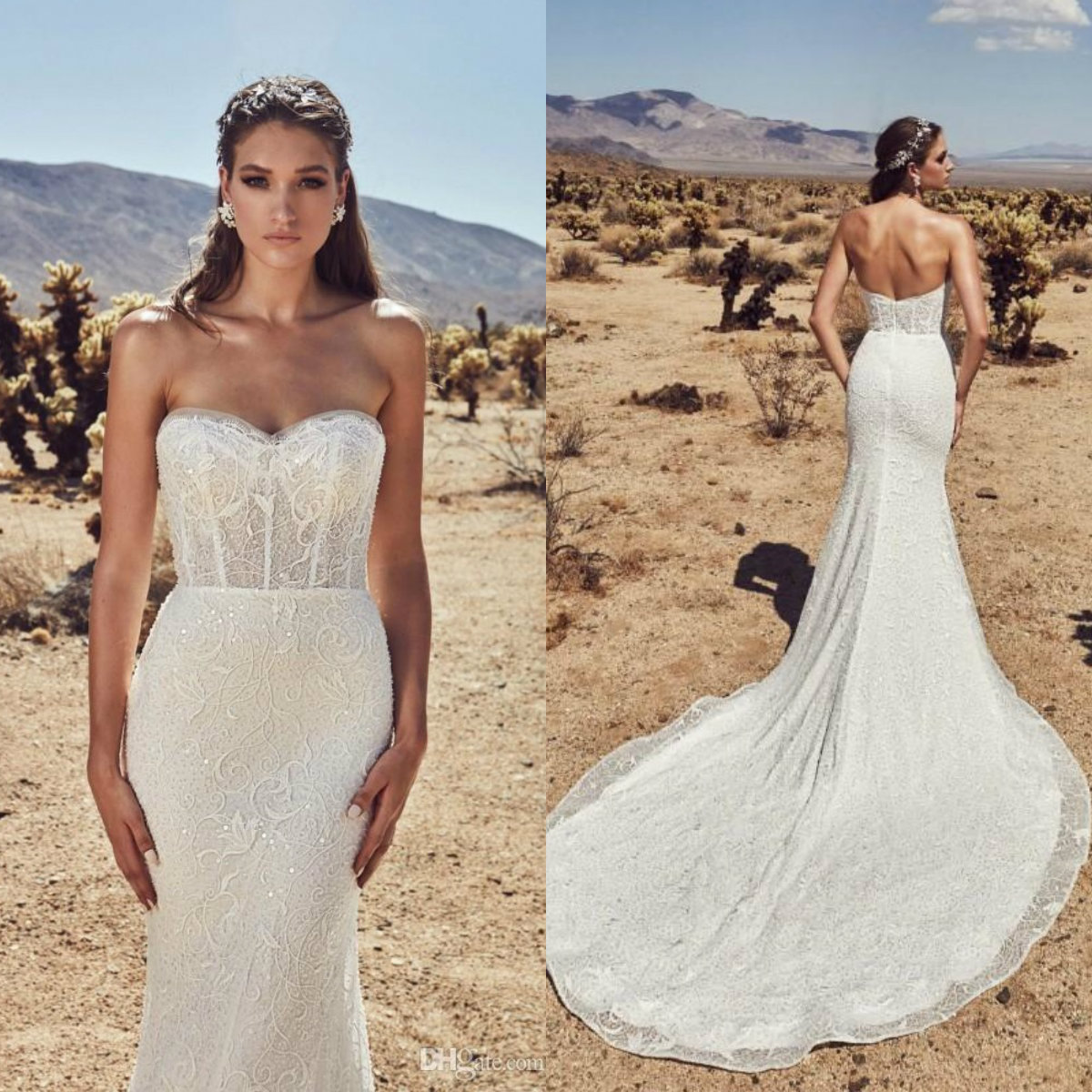 calla blanche mermaid wedding dresses sweetheart lace bridal gowns sleeveless backless vintage beach boho wedding dress custom
