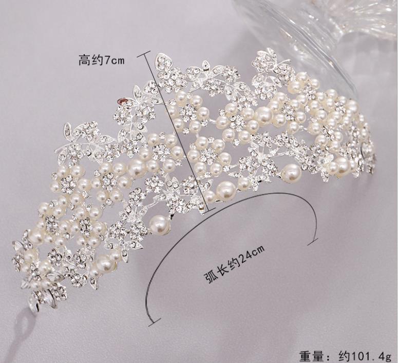 Pearl crown headband bride wedding crown tiara