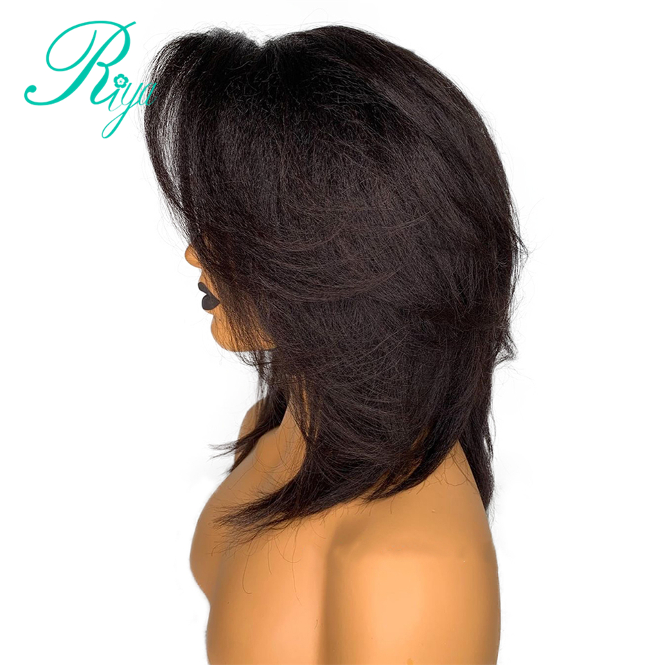 New Pixie 150% Short Cut Bob Blunt Yaki Lace Front simulation Human Hair Wigs For Black Women Preplucked Kinky Straight synthetic hair wig