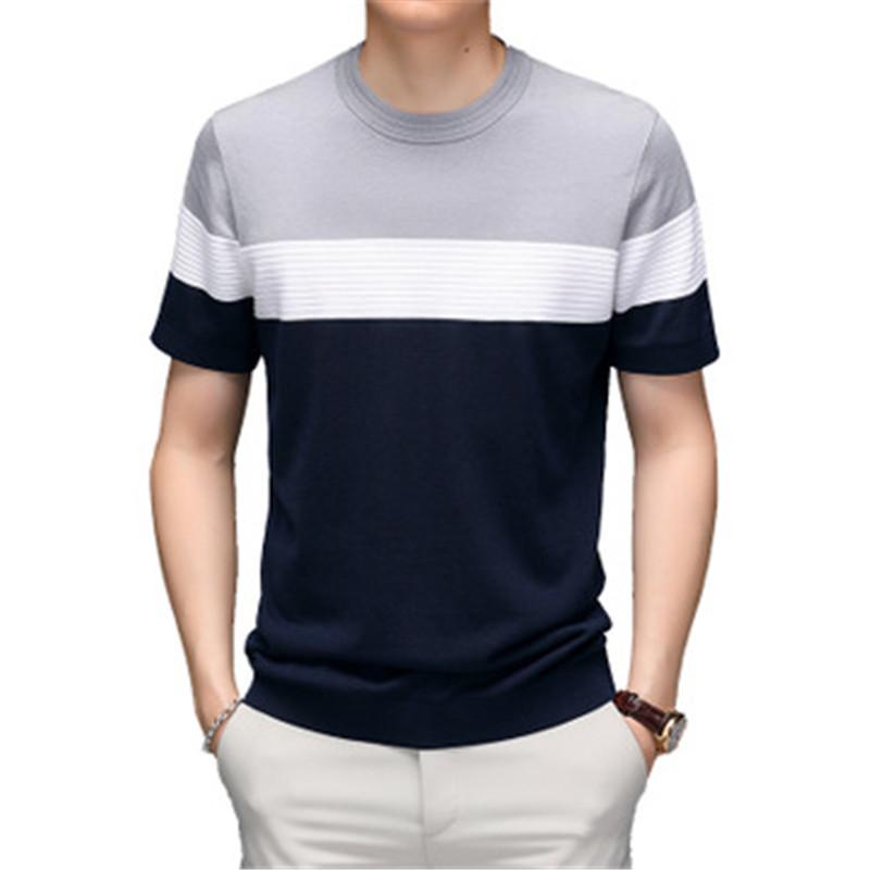 Hit Color Knitting Tshirt Hot Mens Short Sleeve Summer Fashion Casual Round Neck Loose Tops Middle-aged Thin Mulberry Silk Clothing
Hit Color Knitting Tshirt Hot Mens Short Sleeve Summer Fashion Casual Round Neck Loose Tops Middle-aged Thin Mulberry Silk Clothing