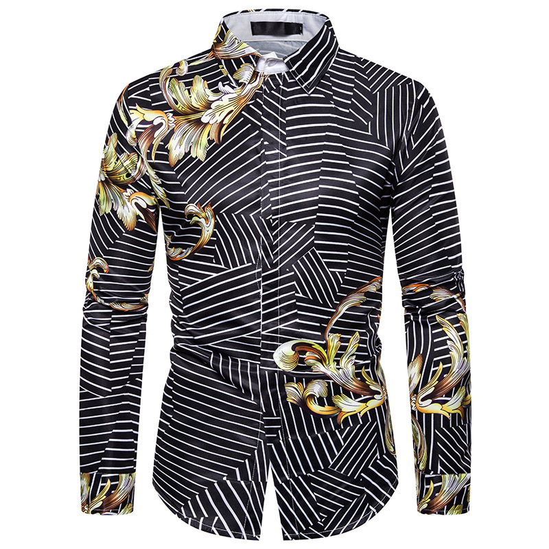 Spring And Autumn Shirt Men's Casual Loose-Fit Plant Decorative Pattern Printed MEN'S Long Sleeve Shirt, Navy blue
Spring And Autumn Shirt Men's Casual Loose-Fit Plant Decorative Pattern Printed MEN'S Long Sleeve Shirt, Navy blue