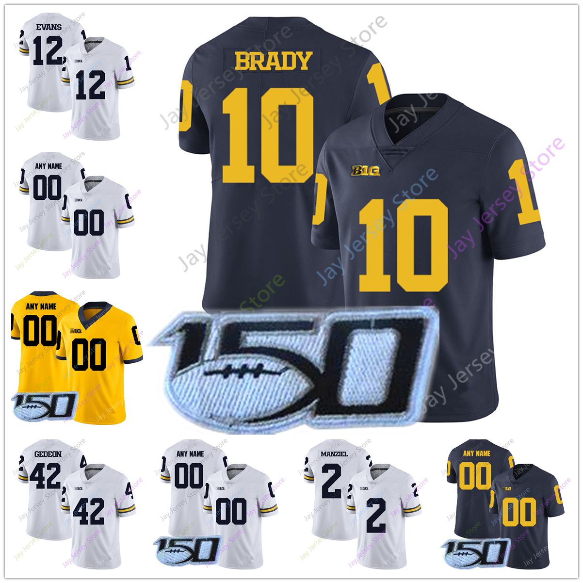 Custom NCAA Michigan Wolverines College Football Jersey Shea Patterson Dylan McCaffrey Zach Charbonnet Tom Brady Tarik Black Nico Collins, No 150th patch
Custom NCAA Michigan Wolverines College Football Jersey Shea Patterson Dylan McCaffrey Zach Charbonnet Tom Brady Tarik Black Nico Collins, No 150th patch