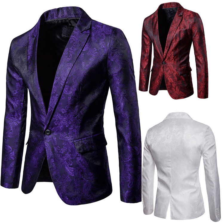 In Stock 6 Colors Mens Designer Jackets Floral Pattern Groom Wedding Tuxedos Peaked Lapel One Button Blazer 1 piece