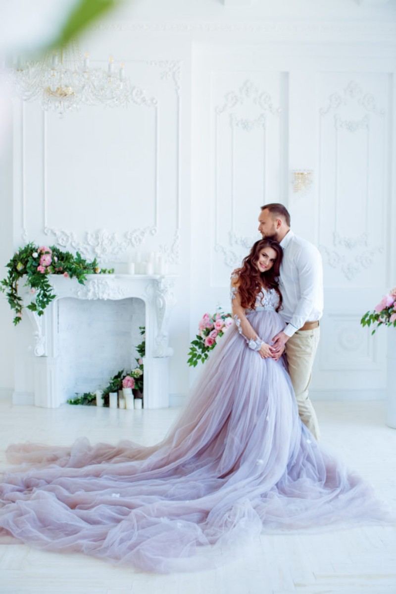 lavender country a line wedding dresses long sleeves 3d floral appliques maternity bridal gowns plus size bridal gowns beach robe de marie