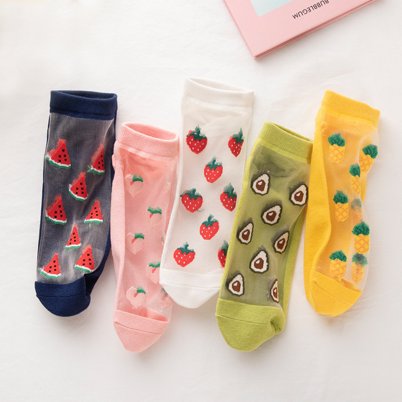 10Pieces=5Pairs/Pack Women's Socks Funny Fruits Glass Filament Socks Women Summer Breathable Cute Avocado Crystal Silk Sock Sox, 5 colors mixed
10Pieces=5Pairs/Pack Women's Socks Funny Fruits Glass Filament Socks Women Summer Breathable Cute Avocado Crystal Silk Sock Sox, 5 colors mixed