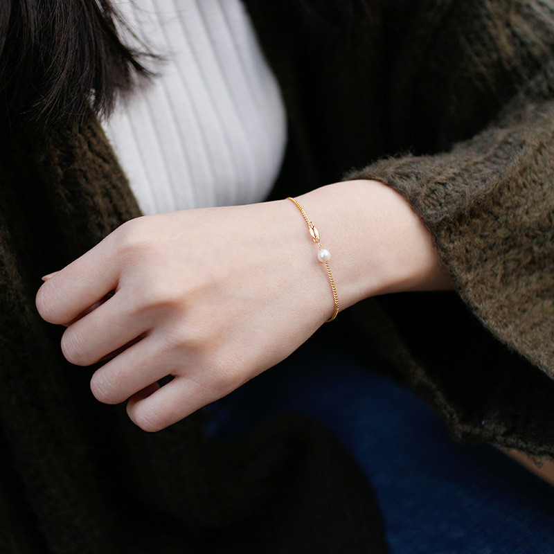 New Fashion Wedding Band Natural Freshwater Pearl Bracelets For Women 925 Sterling Silver Link Chain Bracelet Pulseras Mujer