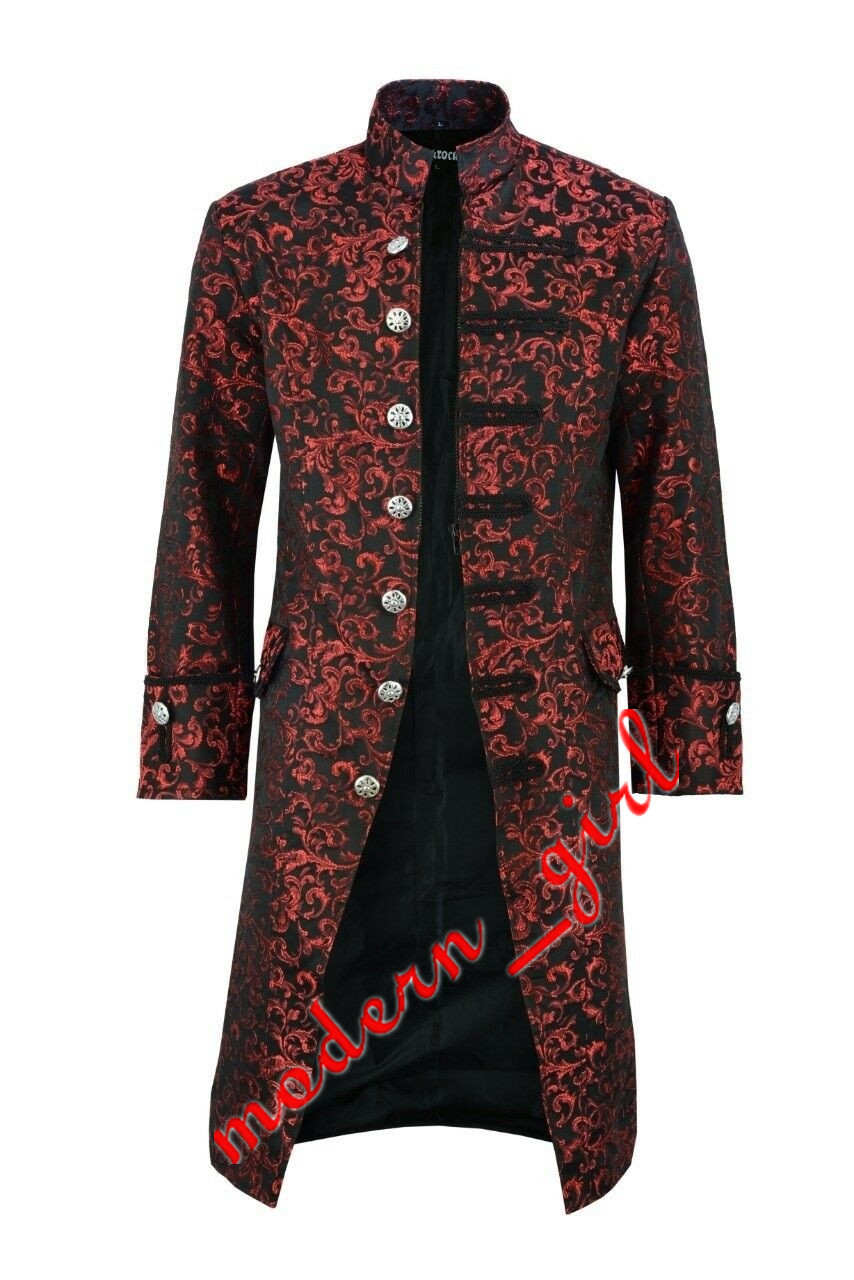 Mens Gothic Tailcoat Jacket Vintage Black Steampunk Victorian Long Coat Men Party Cosplay Prom Suit Blazer Men DJ Club Costume
