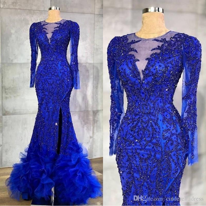 2020 Luxury Royal Blue Evening Dresses Beaded Crystals Sheer Neck Mermaid Arabic Aso Ebi Party Gowns Formal Dresses Wear, Coral
2020 Luxury Royal Blue Evening Dresses Beaded Crystals Sheer Neck Mermaid Arabic Aso Ebi Party Gowns Formal Dresses Wear, Coral