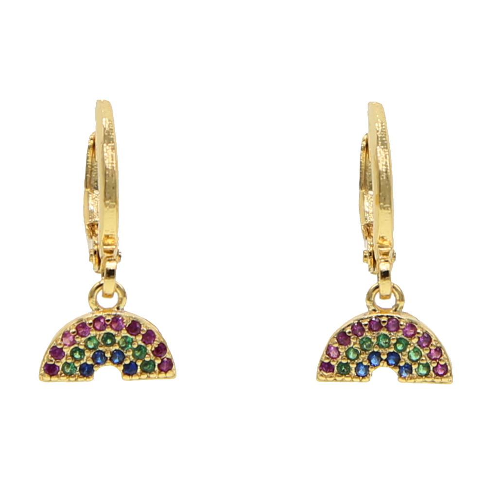 2024 SUMMER new arrived fashion jewelry cute lovely colorful rainbow charm Gold plated dangle charm earring